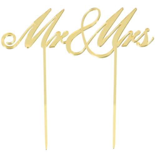 Mr and Mrs Gold Mirror Cake Topper - Click Image to Close